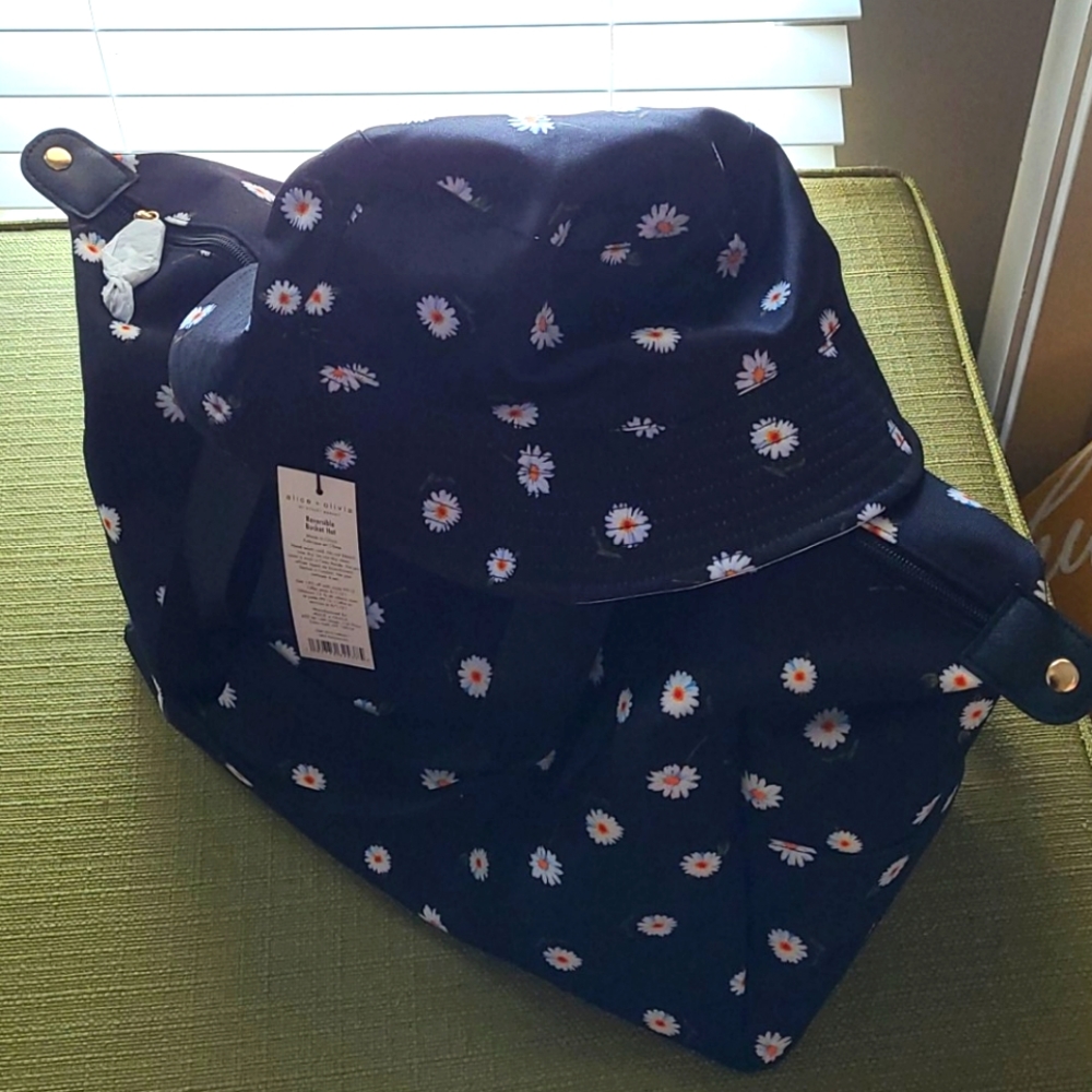 Alice + Olivia duffel and matching bucket hat